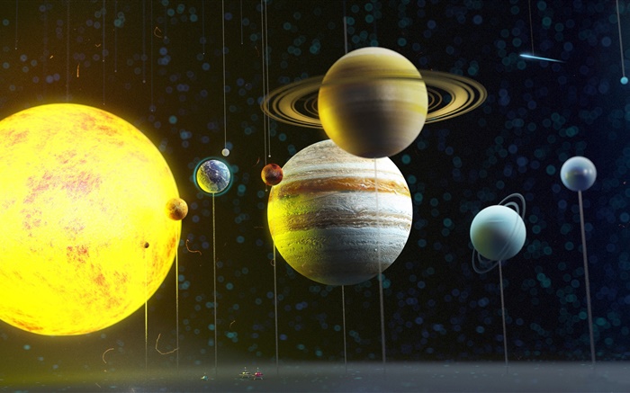 太陽系行星，空間，模型 桌布 圖片
