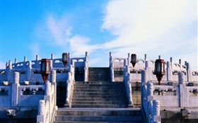 樓梯，雲，北京紫禁城