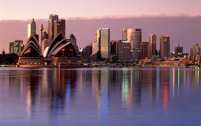 悉尼，城市，黃昏，建築，澳大利亞 桌布 圖片