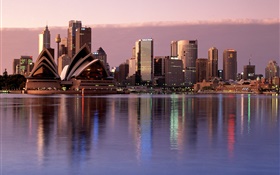 悉尼，城市，黃昏，建築，澳大利亞