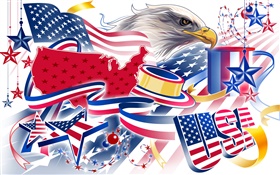 美國獨立日，節日為主題的圖片，矢量設計 高清桌布