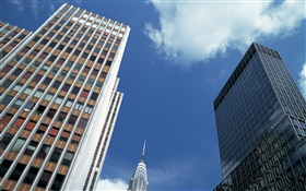 美國，紐約市，建築，頂視圖，雲