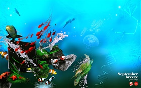 水下，海，魚，監控，DNA，創意設計 高清桌布