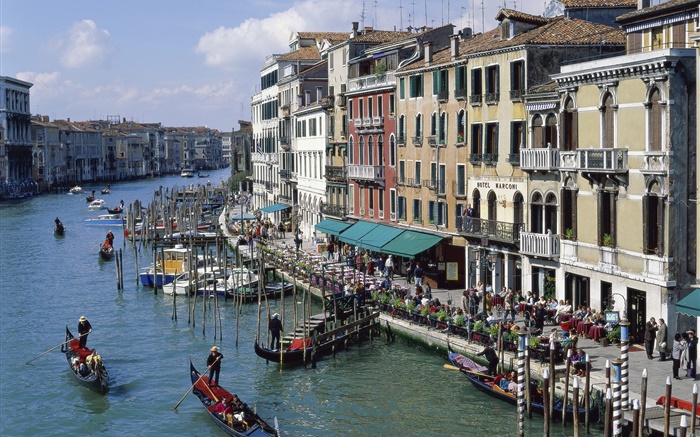 威尼斯，意大利，運河，房子，船 桌布 圖片