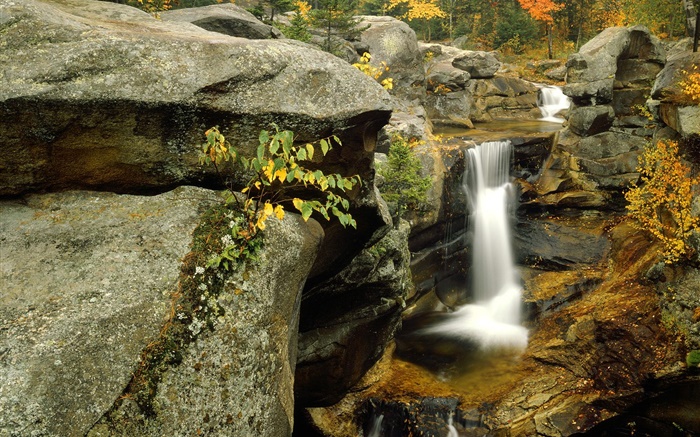瀑布，岩石，秋天 桌布 圖片