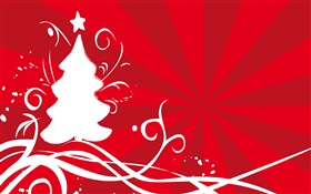 白色的聖誕樹，紅色背景，矢量