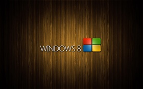 Windows 8系統的標誌，木背景