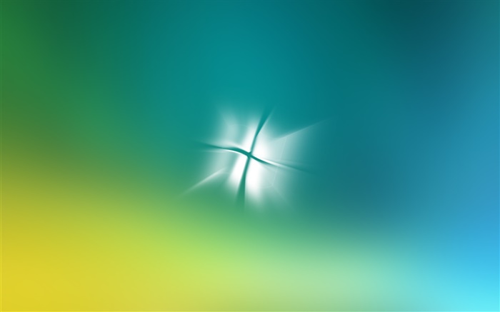 Windows徽標，眩光，綠色和藍色背景 桌布 圖片