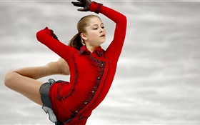 尤利婭·利普尼茨卡婭，花樣滑冰，紅色禮服 高清桌布