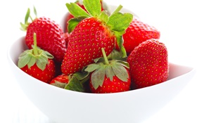 新鮮的草莓，漿果，碗，水果 高清桌布