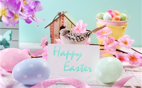 復活節快樂，鮮花，雞蛋，裝飾，春天 高清桌布