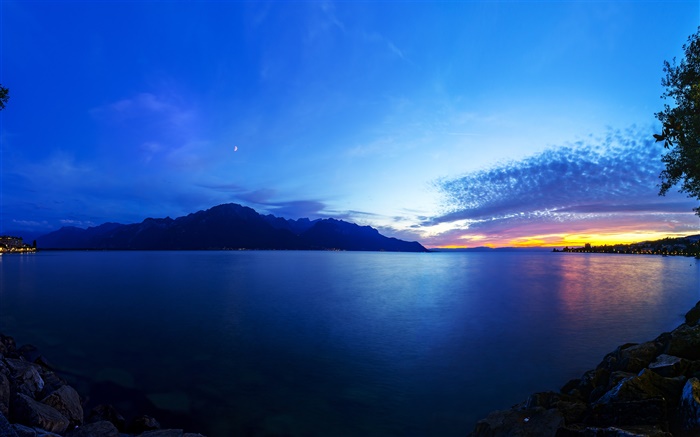 瑞士日內瓦湖，晚霞，雲海，美麗的風景 桌布 圖片