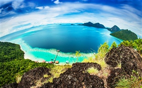 馬來西亞，Bohey杜朗島，熱帶海洋，海岸，海灘 高清桌布