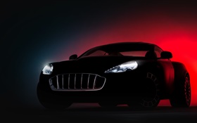 車展日內瓦，黑色的超級跑車，紅色背景