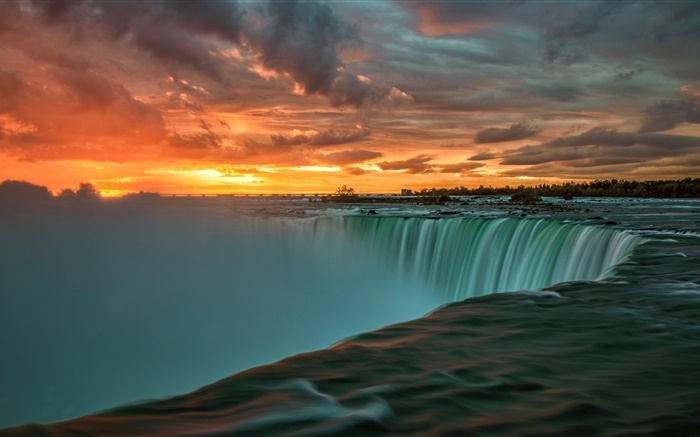 尼亞加拉大瀑布，日落，雲海，加拿大 桌布 圖片