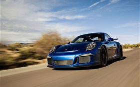 保時捷911 GT3超級跑車藍速度 高清桌布