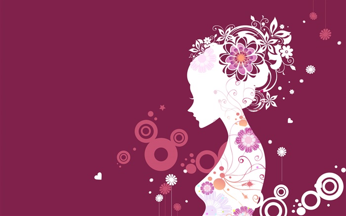 紫色背景，矢量女孩，創意設計 桌布 圖片
