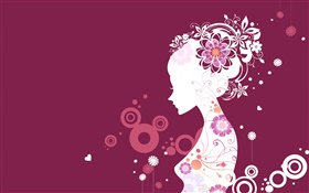紫色背景，矢量女孩，創意設計 高清桌布