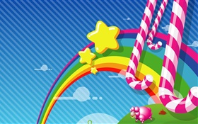 彩虹，星星，糖果，矢量圖片 高清桌布