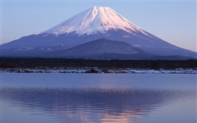 海，水中的倒影，富士山，日本 高清桌布