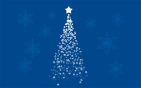 星星聖誕樹，藍色背景，藝術圖片 高清桌布
