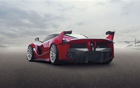 法拉利FXX K紅色超級跑車的後視圖