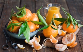 新鮮柑橘，葉，果實特寫 高清桌布