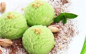 綠色冰淇淋，堅果，甜食 高清桌布