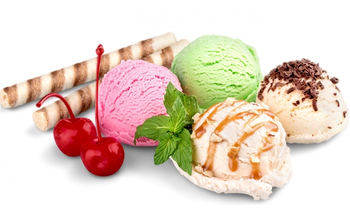 夏季甜食，冰淇淋球 桌布 圖片
