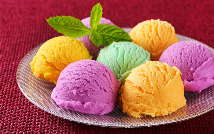 甜食，冰淇淋球，甜點，多彩的顏色 桌布 圖片
