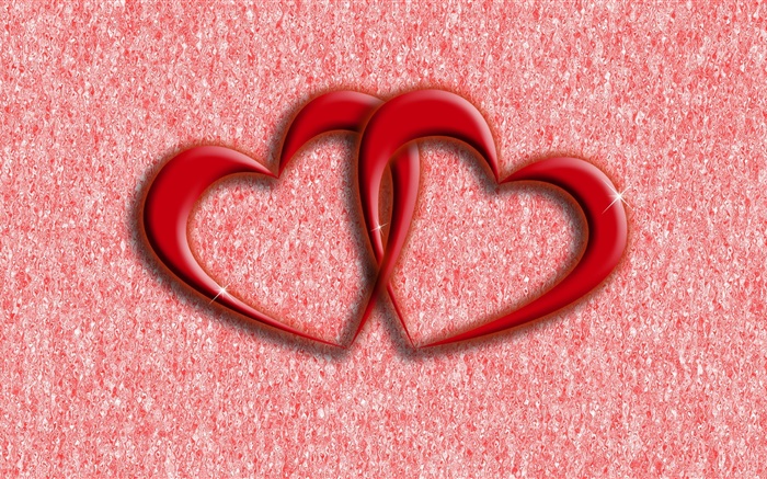兩個紅色的愛的心，抽象的背景 桌布 圖片