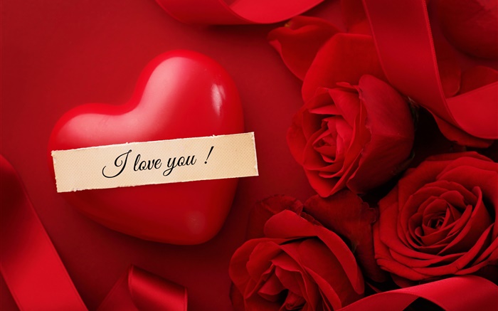 情人節，我愛你，心臟，紅玫瑰的花 桌布 圖片