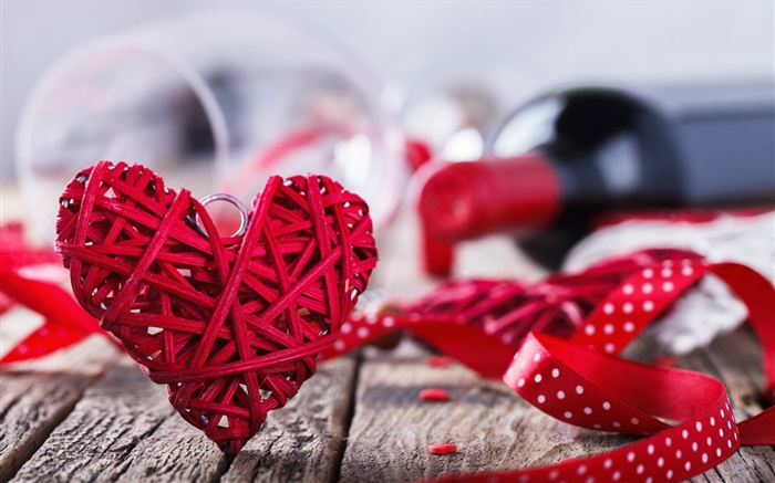 情人節，紅色愛情心臟，葡萄酒，浪漫 桌布 圖片