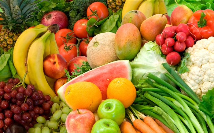 蔬菜，水果，靜物特寫 桌布 圖片