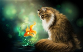 貓與金魚，繪畫藝術