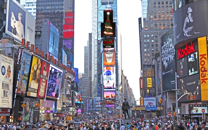 紐約，時代廣場，摩天大樓，街道，人們 桌布 圖片