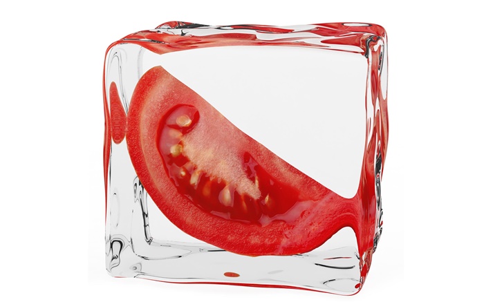 蕃茄，冰塊 桌布 圖片