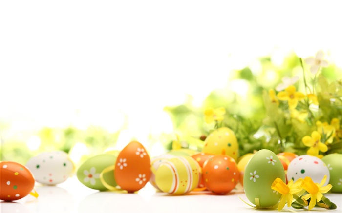 復活節快樂，雞蛋，花，春天 桌布 圖片