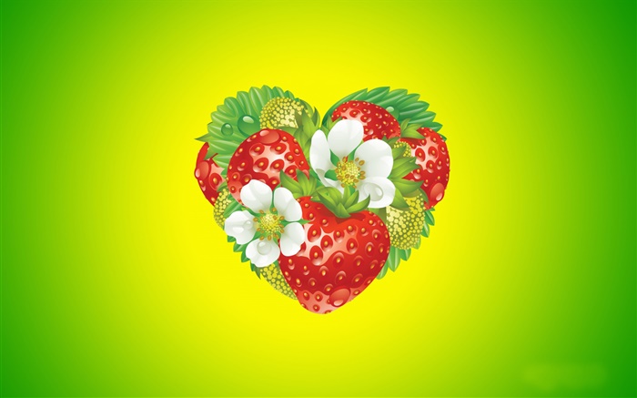 愛的心，鮮花，草莓，創意設計 桌布 圖片