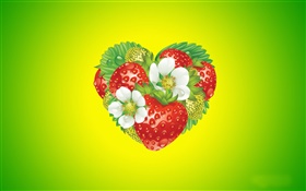 愛的心，鮮花，草莓，創意設計 高清桌布