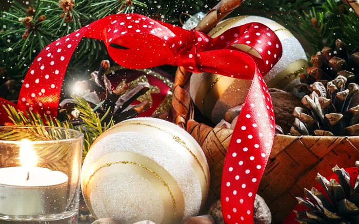 聖誕節，籃子，蠟燭，裝飾，堅果，球 桌布 圖片