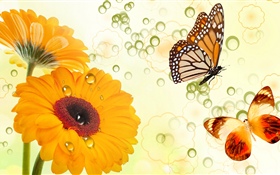 黃花和蝴蝶，創意設計