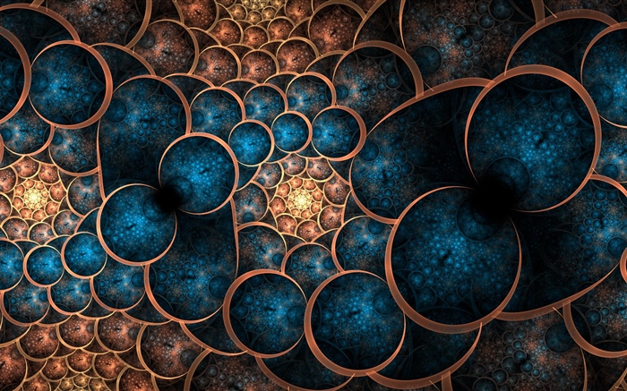 抽象，藍色圓圈，設計 桌布 圖片