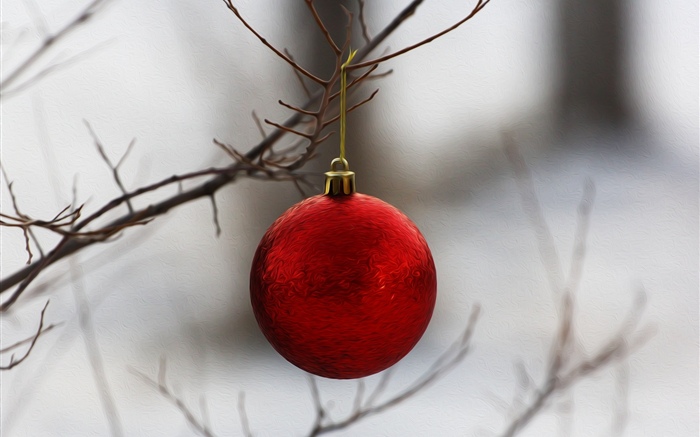 紅色聖誕球，樹枝 桌布 圖片
