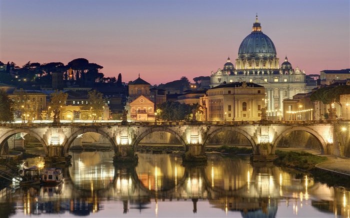 羅馬，哥特式，舊城區，城市，燈，橋，河 桌布 圖片