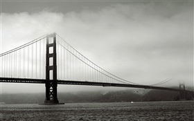 橋樑, 河, 黑白圖片 高清桌布