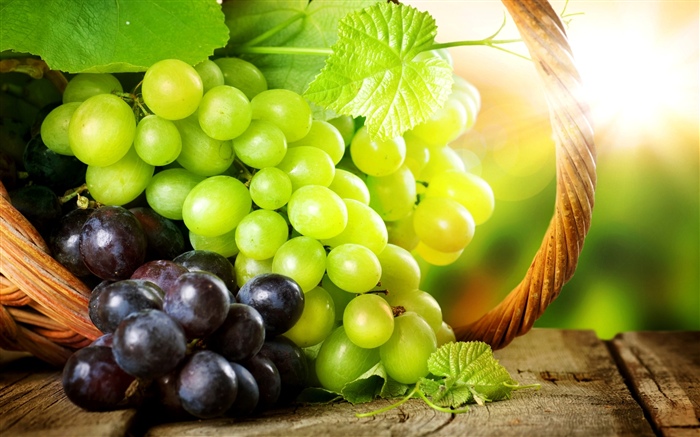 綠色和紅色的葡萄, 陽光 桌布 圖片