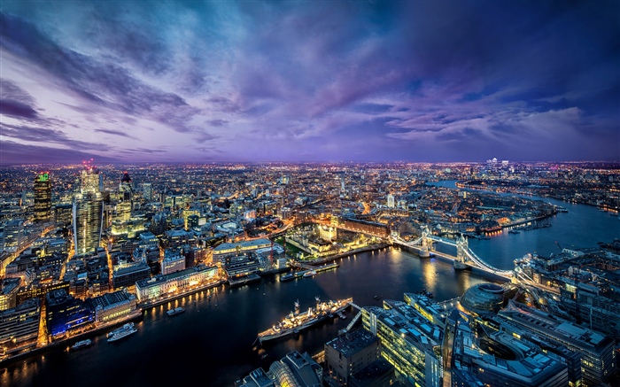 倫敦，城市夜，河，橋樑，燈，英國 桌布 圖片