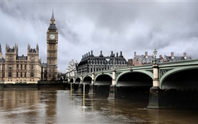 倫敦, 河流, 橋樑, 大本鐘, 英格蘭 高清桌布