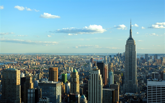 紐約, 城市, 摩天大樓, 天空, 雲, 美國 桌布 圖片